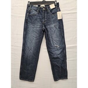 Universal Thread Mid Rise Boyfriend Jeans Dark Wash Tapered Leg Blue Size 4 REG